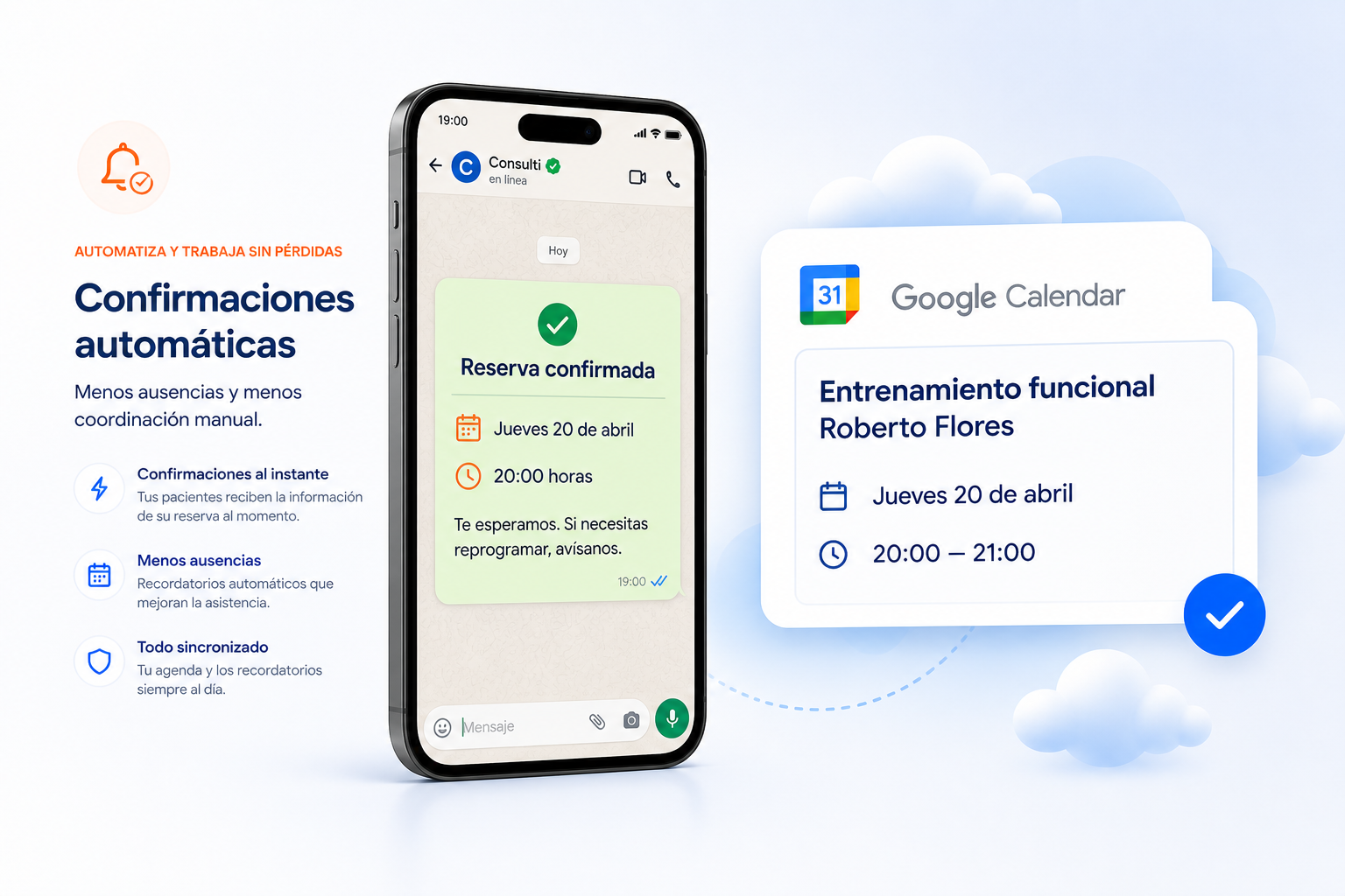 Confirmación automática Consulti por WhatsApp y Google Calendar